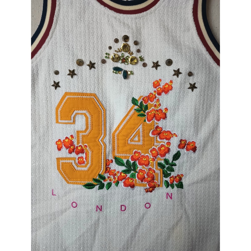 Three Floor London Embellished‎ Top Sleeveless Floral #34 US 2 XXS Zip Back M